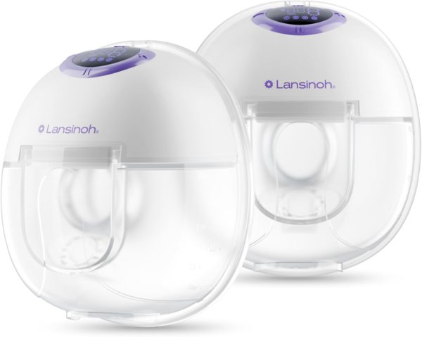 Lansinoh Discreet Duo Wearable Breast Pump, Hands Free Breast Pump, 4 Breast Pumping Modes, 9 Levels Hospital Grade, Electric, Automatic & Portable Breast Pump, 2 Breast Flange Sizes: 24mm & 21mm