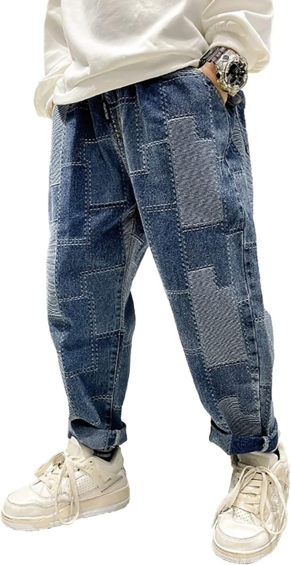 Rolanko Boys Baggy Jeans Elastic Straight fit Stretch Denim Pants Loose Kids Clothes 4-14 Years