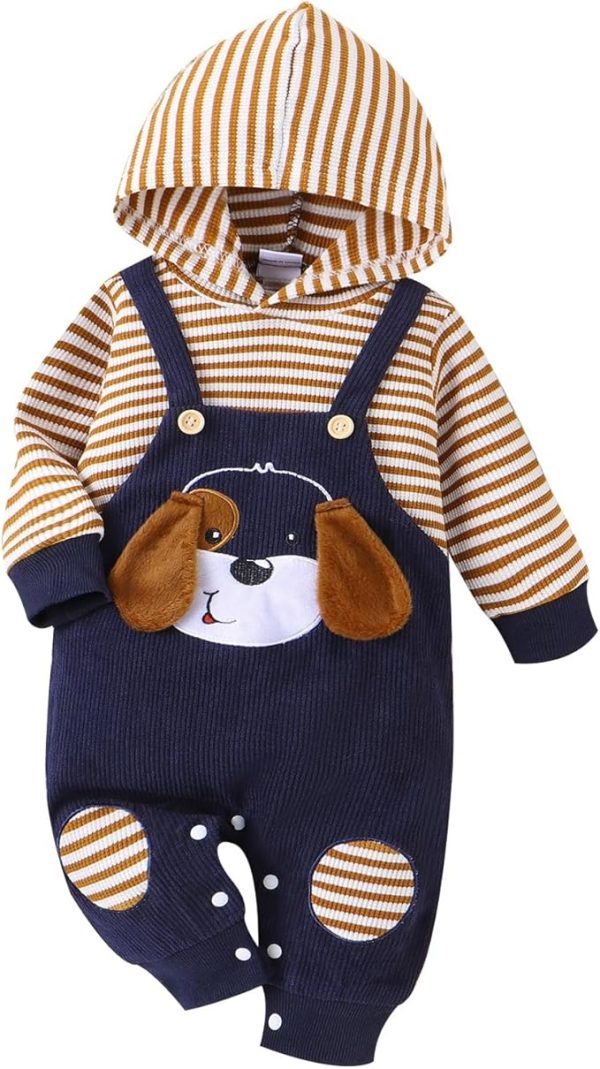 Baby Boy Clothes Newborn Hoodie Romper Fall Winter One-piece Outfit Infant Cute Cartoon Clothing Set 0-18 Months