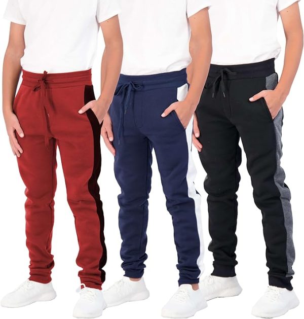 Real Essentials 3 Pack: Boys Cotton Active Fleece Jogger Sweatpants