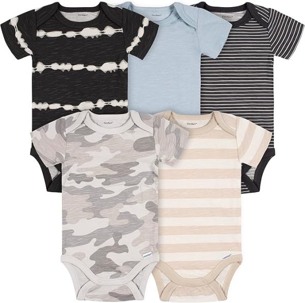 Gerber baby-boys 5-pack Short Sleeve Variety Onesies Bodysuits